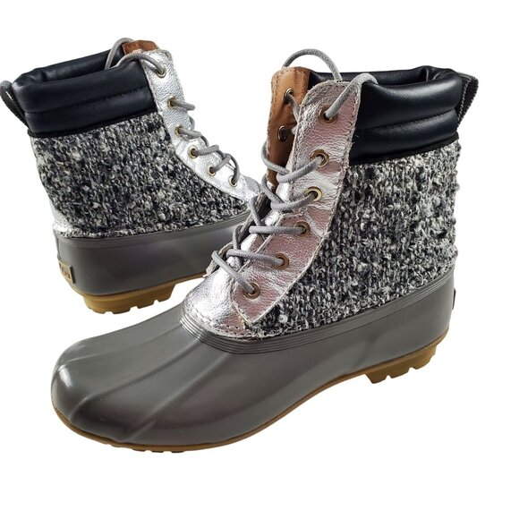 Sam Edelman Caldwell Women's‎ Silver Tweed Waterproof Snow Duck Boots US Size 6 - Picture 1 of 9